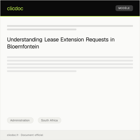 Document preview: Request for Extension of Lease Agreement in Bloemfontein — Administration, South Africa