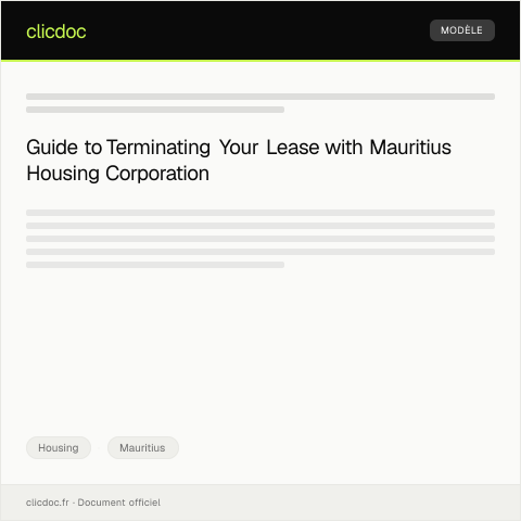 Document preview: Request for Termination of Lease Agreement with Mauritius Housing Corporation — Housing, Mauritius