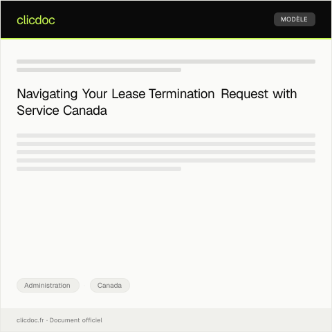 Document preview: Request for Lease Termination Notice - Residential Tenancy Agreement — Administration, Canada