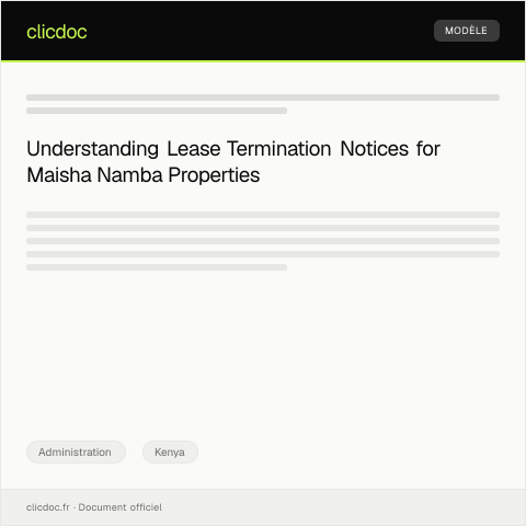 Document preview: Request for Lease Termination Notice from Landlord for Maisha Namba Registered Property — Administration, Kenya
