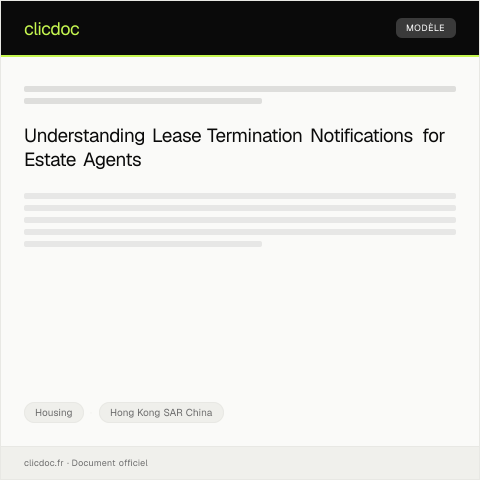 Document preview: Request for Lease Termination Notification to Estate Agent — Housing, Hong Kong SAR China
