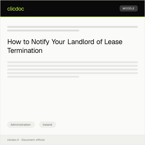 Document preview: Request for Lease Termination Notification from Landlord — Administration, Ireland