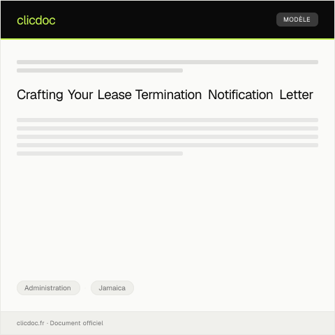 Document preview: Request for Lease Termination Notification from Property Manager — Administration, Jamaica
