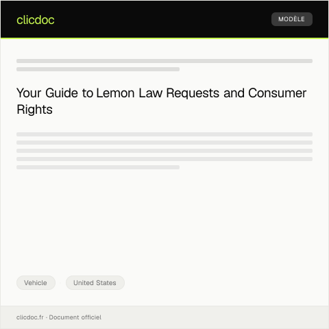 Document preview: Request for Information on Lemon Law Rights — State Department of Consumer Affairs — Vehicle, United States