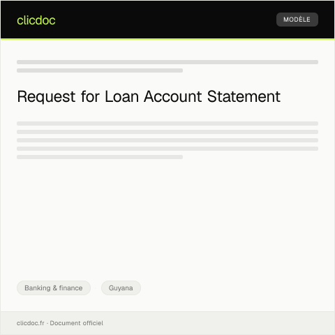 Document preview: Request for Loan Account Statement from Guyana Bank for Trade and Industry — Banking & finance, Guyana