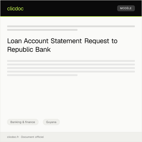 Document preview: Request for Loan Account Statement from Republic Bank — Banking & finance, Guyana