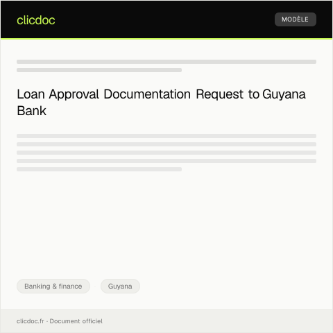 Document preview: Request for Loan Approval Documentation from the Guyana Bank for Trade & Industry — Banking & finance, Guyana