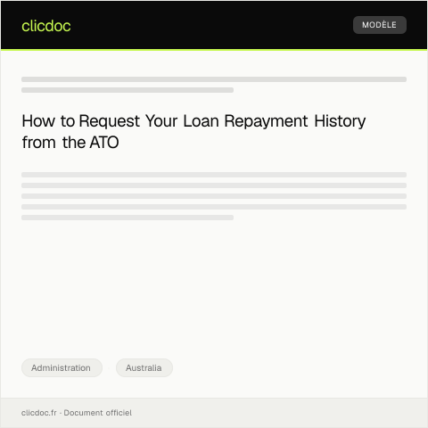 Document preview: Request for Evidence of Loan Repayment History — Administration, Australia