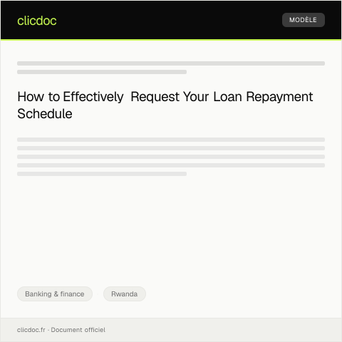 Document preview: Request for Loan Repayment Schedule from Financial Institution — Banking & finance, Rwanda
