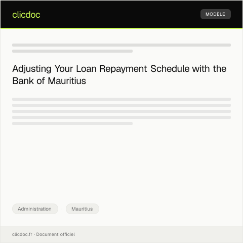 Document preview: Request for Loan Repayment Schedule Adjustment at Bank of Mauritius — Administration, Mauritius