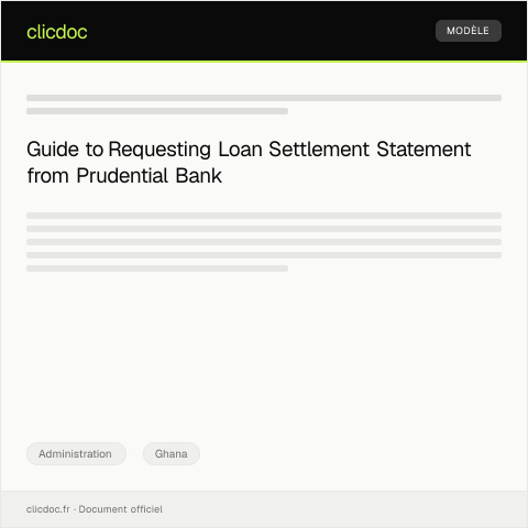 Document preview: Request for Loan Settlement Statement from Prudential Bank — Administration, Ghana