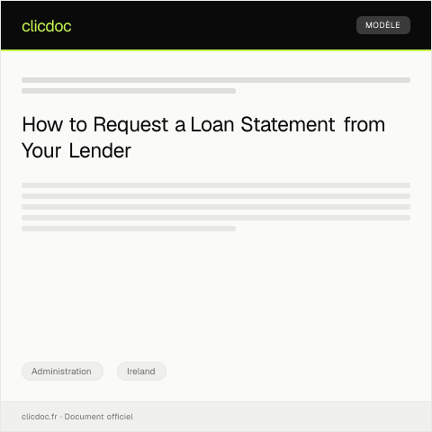 Document preview: Request for Loan Statement from Lending Institution — Administration, Ireland