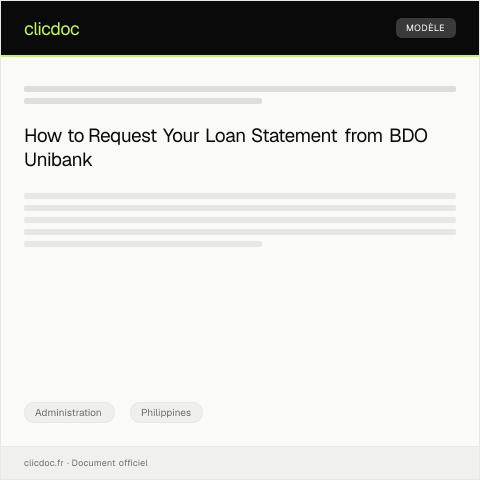 Document preview: Request for Loan Statement from BDO Unibank — Administration, Philippines