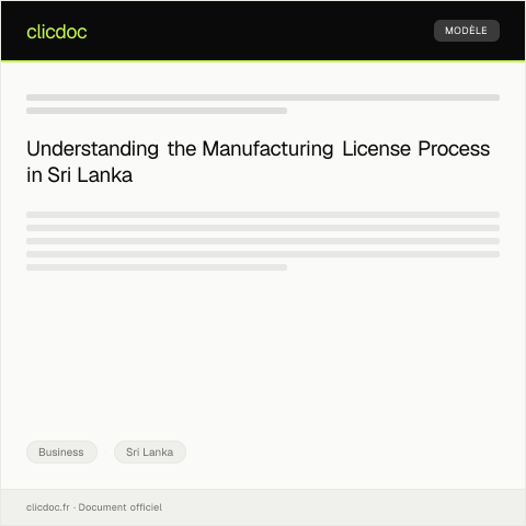 Document preview: Request for Manufacturing License — Business, Sri Lanka