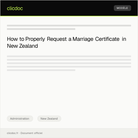 Document preview: Request for a Marriage Certificate from Department of Internal Affairs — Administration, New Zealand