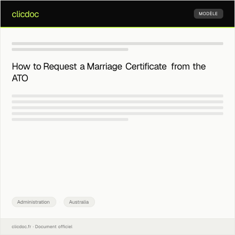 Document preview: Request for a Copy of Marriage Certificate — Administration, Australia