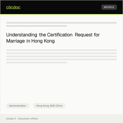 Document preview: Request for Certification of Marriage Certificate from HK Immigration Department — Administration, Hong Kong SAR China