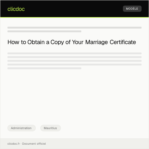 Document preview: Request for a Copy of Marriage Certificate — Administration, Mauritius
