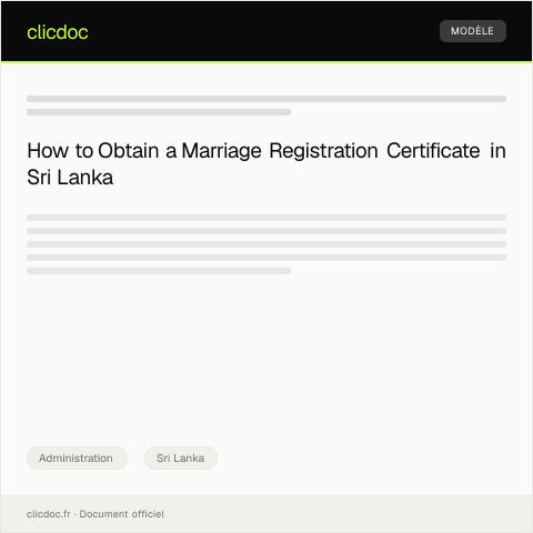Document preview: Request for Marriage Registration Certificate from Registrar of Marriages — Administration, Sri Lanka