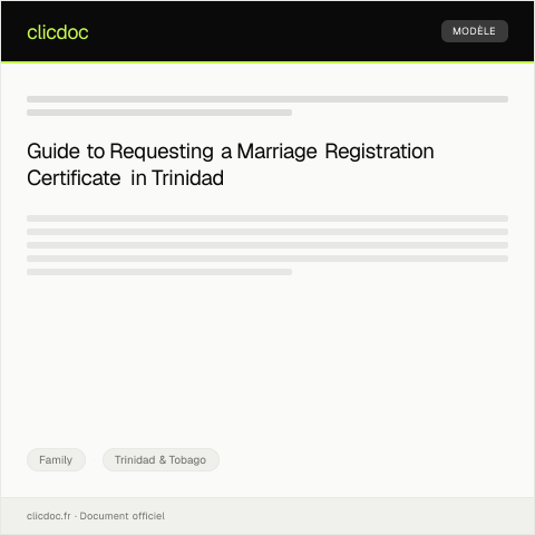 Document preview: Request for marriage registration certificate — Family, Trinidad & Tobago