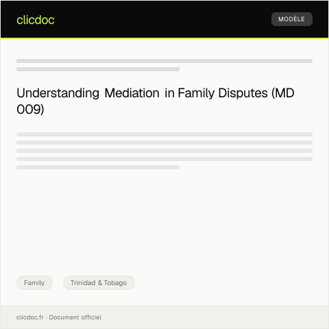 Document preview: Request for Mediation Services in Family Disputes (MD 009) — Family, Trinidad & Tobago