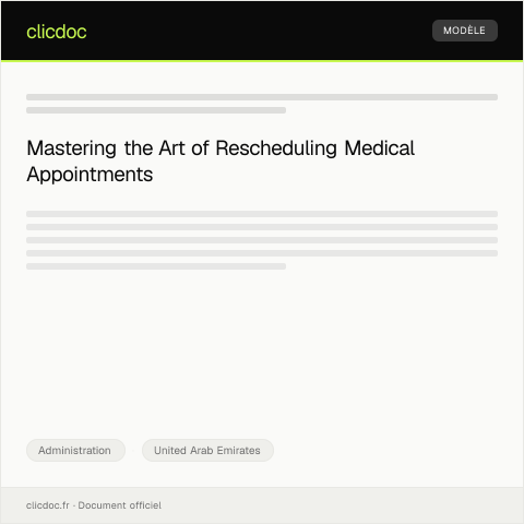 Document preview: Request for Medical Appointment Rescheduling via DHA App — Administration, United Arab Emirates