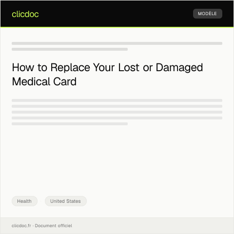 Document preview: Request for Medical Card Replacement — Health, United States