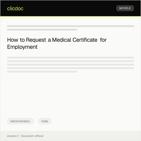 Document preview: Request for Issuance of Medical Certificate for Employment Purposes — Administration, India