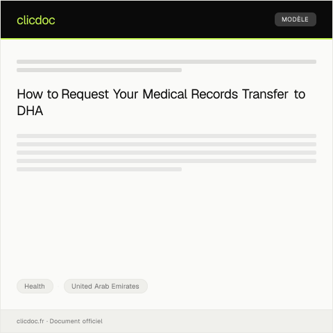 Document preview: Request for Medical Record Transfer to Dubai Health Authority (DHA) — Health, United Arab Emirates