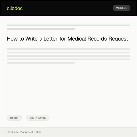 Document preview: Letter of Request for Medical Records — Health, South Africa
