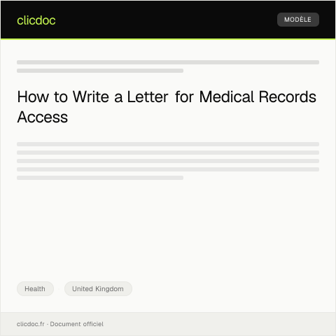 Document preview: Letter of Request for Medical Records — Health, United Kingdom