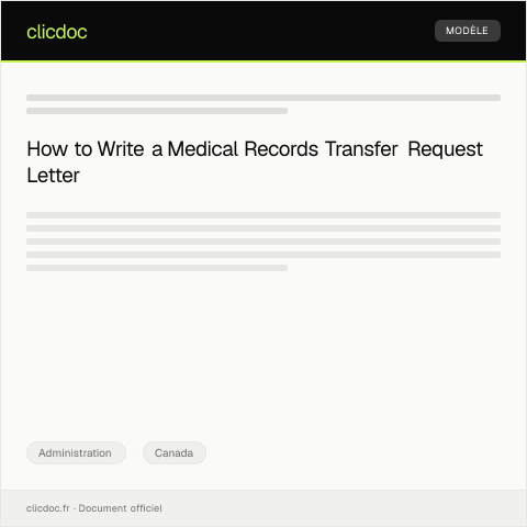 Document preview: Request for Medical Records Transfer — Administration, Canada
