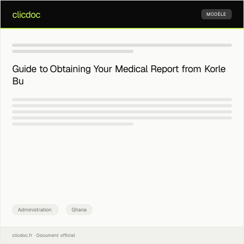 Document preview: Request for Medical Report Copy from Korle Bu Teaching Hospital — Administration, Ghana