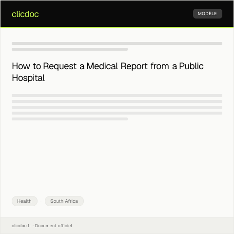 Document preview: Request for Medical Report from Public Hospital — Health, South Africa