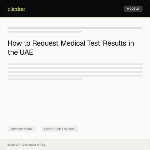 Document preview: Request for Medical Test Results from Dubai Hospital — Administration, United Arab Emirates