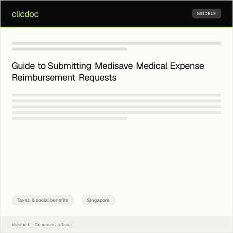 Document preview: Request for Reimbursement of Medical Expenses from Medisave — Taxes & social benefits, Singapore