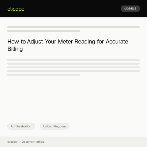 Document preview: Request for Meter Reading Adjustment — Administration, United Kingdom