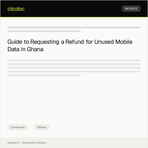 Document preview: Request for Refund of Unused Mobile Data from Telecommunication Provider — Consumer, Ghana
