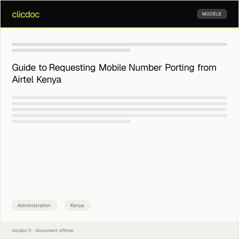 Document preview: Request for Mobile Number Porting from Airtel Kenya — Administration, Kenya