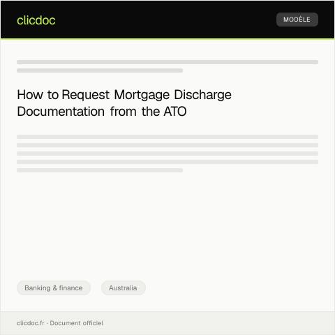 Document preview: Request for Mortgage Discharge Documentation — Banking & finance, Australia