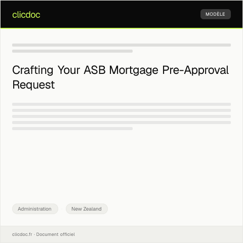 Document preview: Request for Mortgage Pre-Approval from ASB — Administration, New Zealand