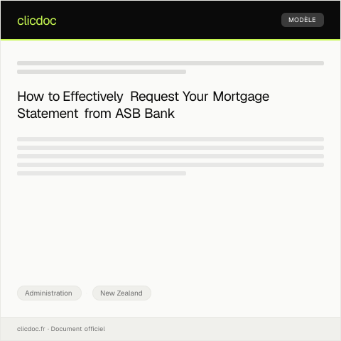 Document preview: Request for a Mortgage Statement from ASB Bank — Administration, New Zealand