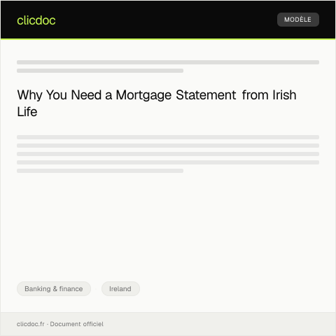 Document preview: Request for Mortgage Statement from Irish Life — Banking & finance, Ireland