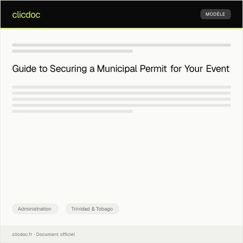 Document preview: Request for Municipal Permit for Public Event — Administration, Trinidad & Tobago
