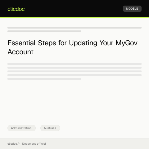 Document preview: Request for MyGov Account Update — Administration, Australia