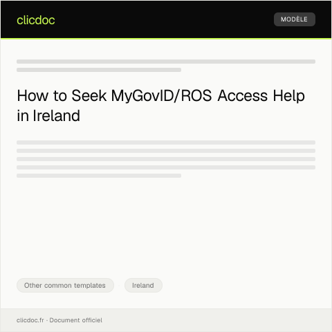Document preview: Request for MyGovID/ROS Access Assistance — Other common templates, Ireland
