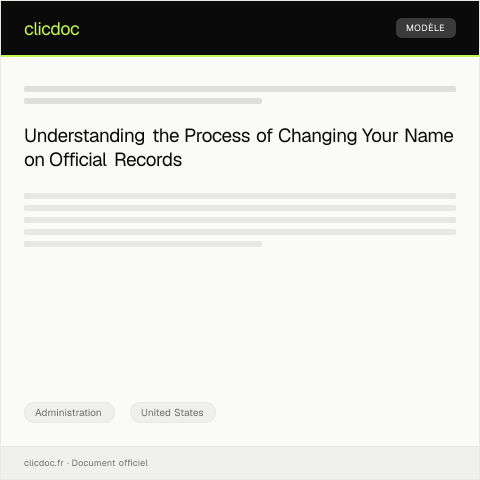 Document preview: Request for Name Change on Official Records — Administration, United States