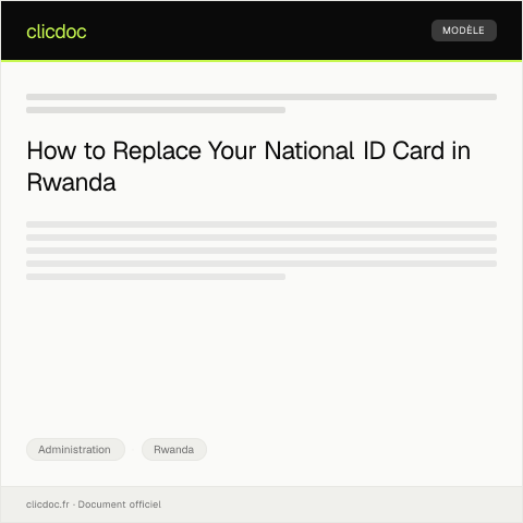 Document preview: Request for National ID Card Replacement from NIDA — Administration, Rwanda