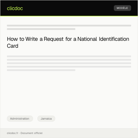 Document preview: Request for National Identification Card — Administration, Jamaica
