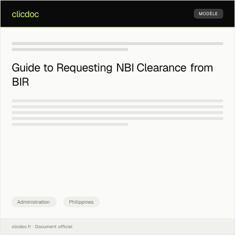 Document preview: Request for NBI Clearance — Administration, Philippines